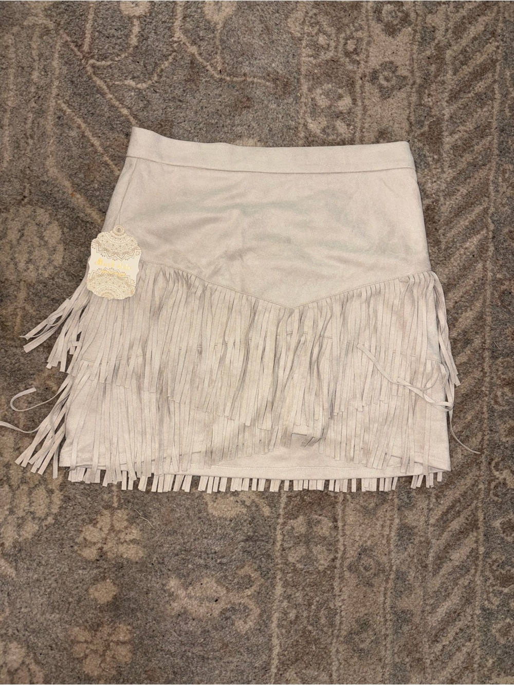 Altar'd State faux suede fringe mini skirt NWT